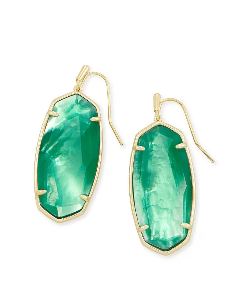 Faceted Elle Gold Drop Earrings In Jade Green Illusion