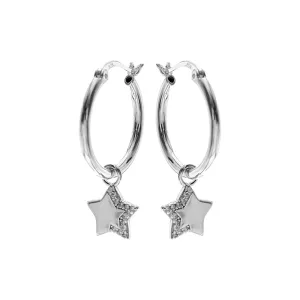 Faith Creole hoops with CZ edged silver star charm