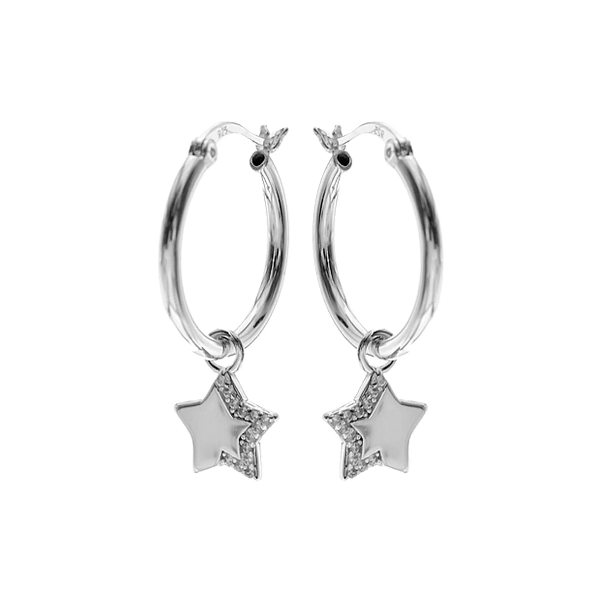 Faith Creole hoops with CZ edged silver star charm