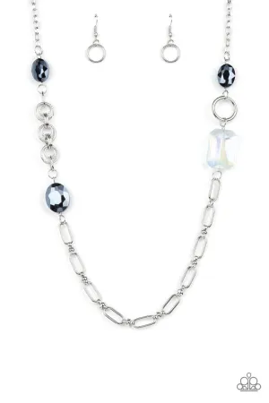Famous and Fabulous - Blue - Iridescent Bead Paparazzi Necklace