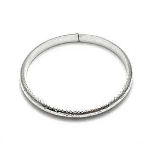 Fashionable Sterling Silver Laser-Cut Detailed Child's Bangle Bracelet - 6.5"