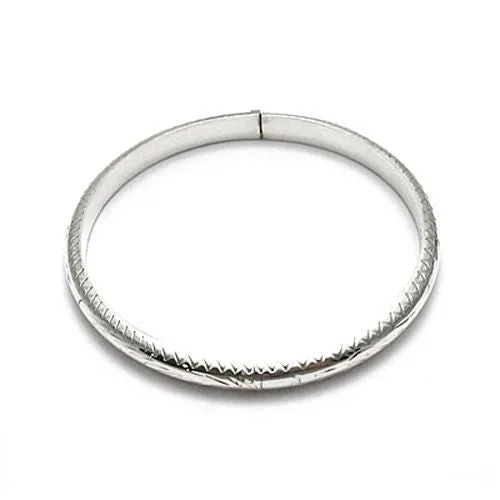 Fashionable Sterling Silver Laser-Cut Detailed Child's Bangle Bracelet - 6.5"
