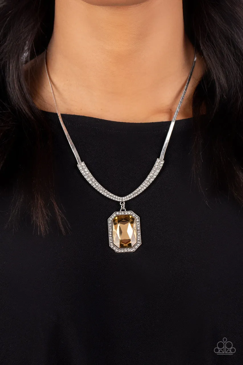 Fit for a DRAMA Queen - Brown - Emerald Cut Paparazzi Short Necklace