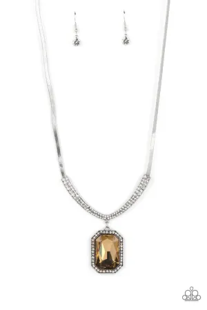 Fit for a DRAMA Queen - Brown - Emerald Cut Paparazzi Short Necklace