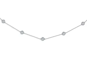 Five Diamond Station Necklace in White Gold