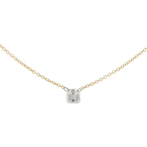Floating Emerald Cut Diamond Necklace 18K