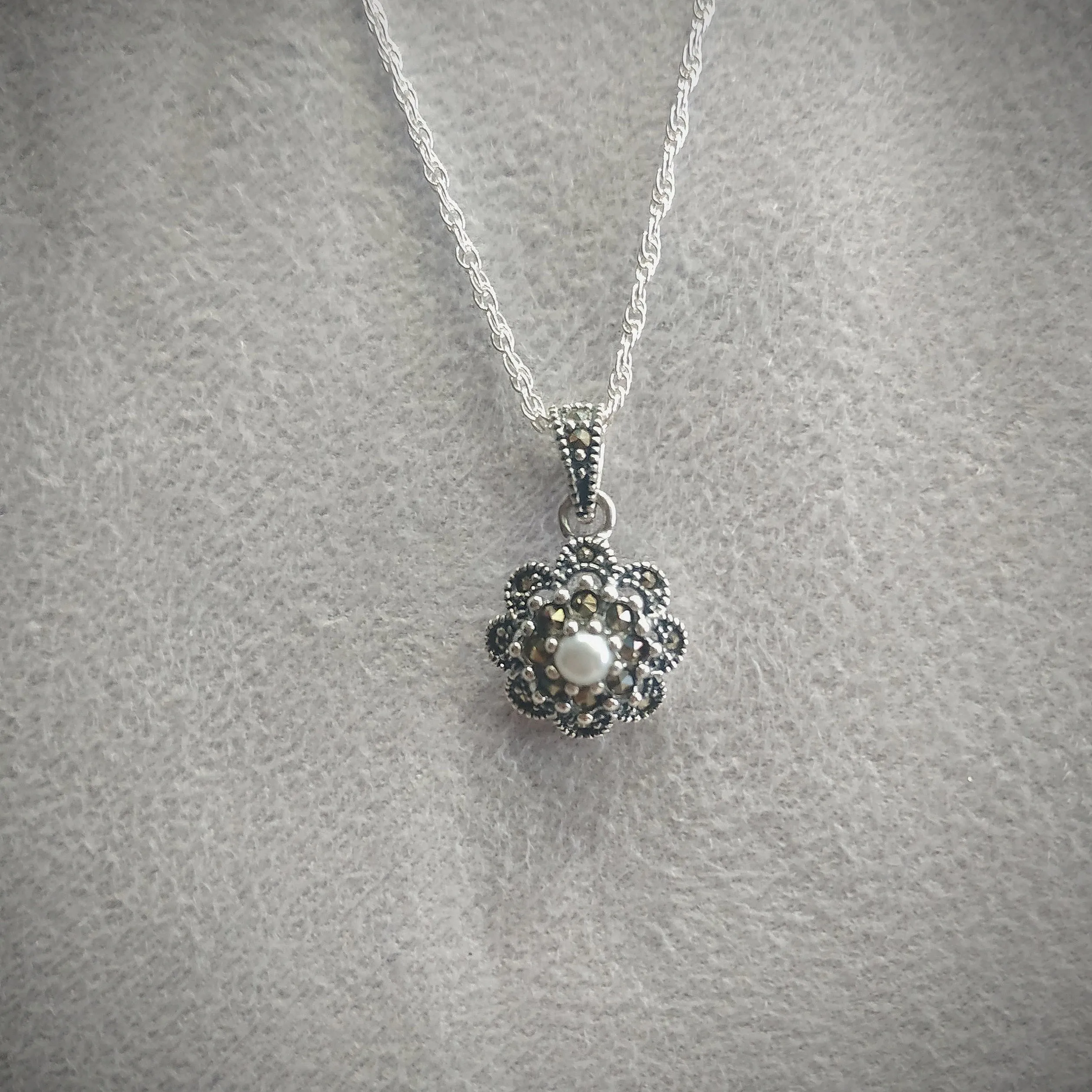 Floral Star Freshwater Pearl Pendant Necklace