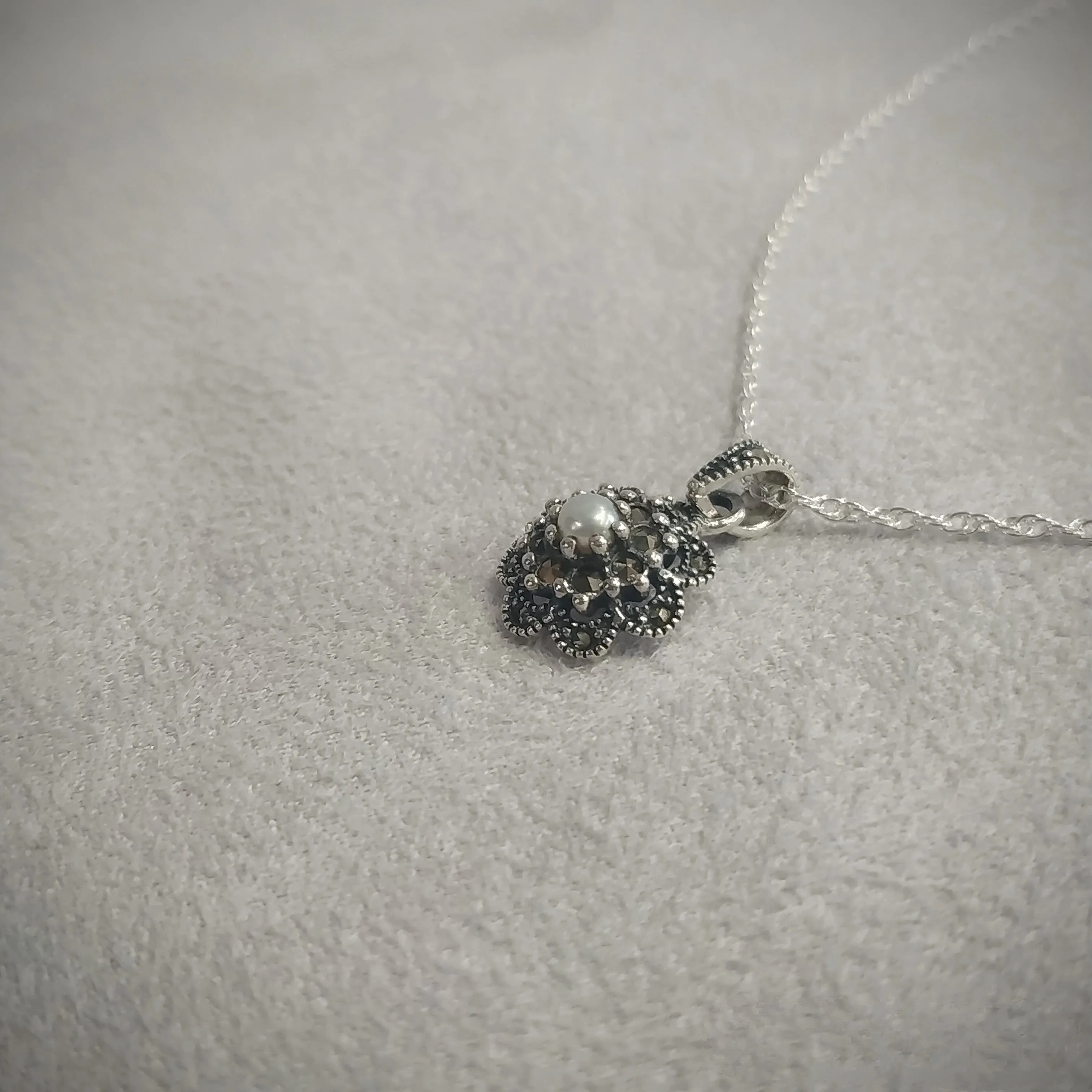 Floral Star Freshwater Pearl Pendant Necklace