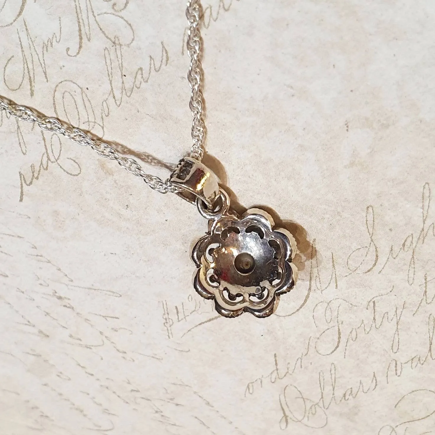 Floral Star Freshwater Pearl Pendant Necklace