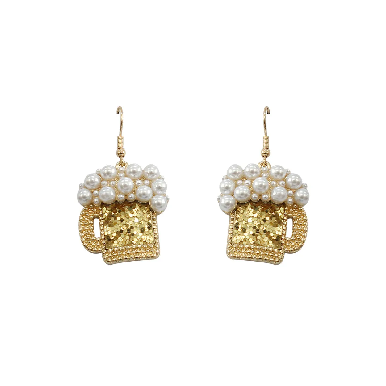 Foaming Beer Pearl & Glitter Earrings