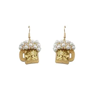 Foaming Beer Pearl & Glitter Earrings