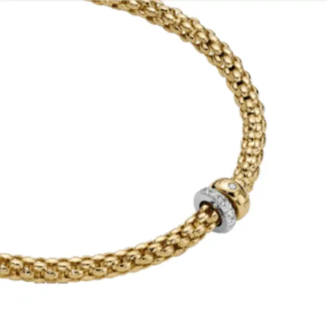 FOPE 18k Yellow Gold Flex'it Solo Necklace with Diamond