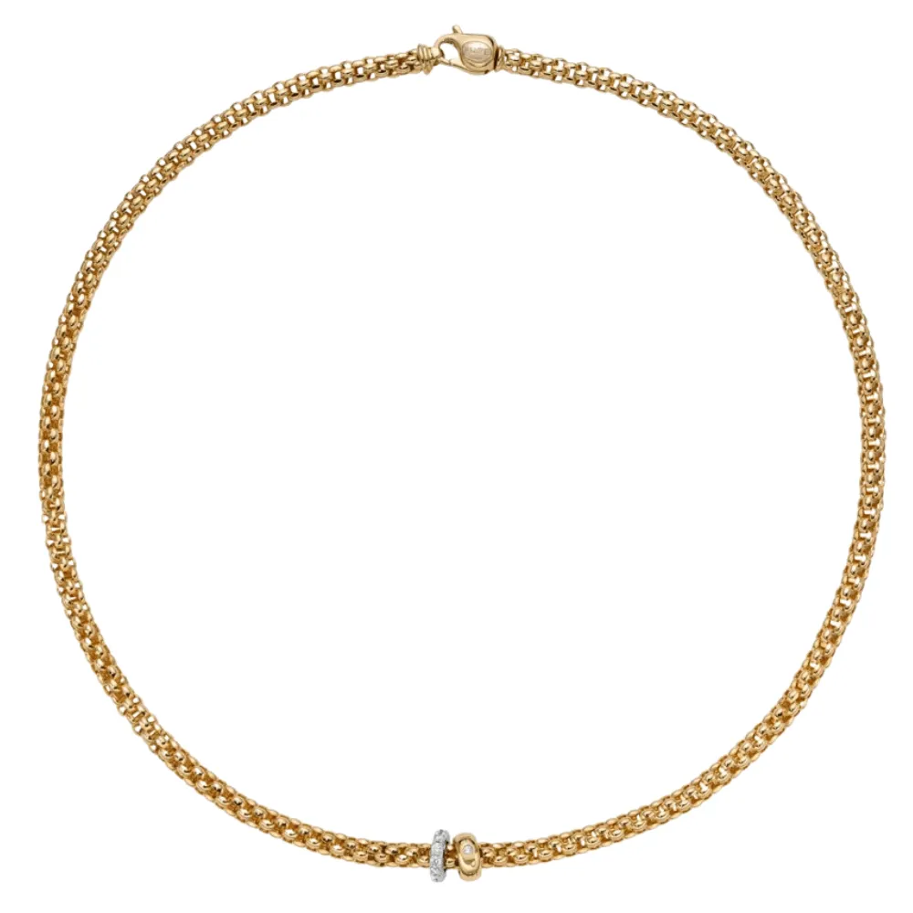 FOPE 18k Yellow Gold Flex'it Solo Necklace with Diamond