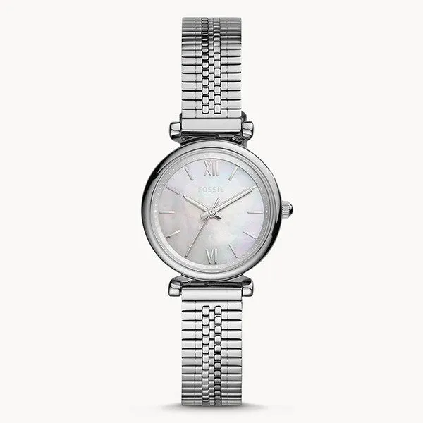 Fossil Carlie Silver Stainless Steel Silver Dial Quartz Watch for Ladies - ES4695
