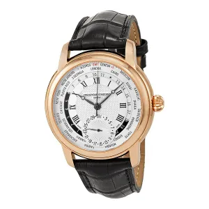 Frederique Constant Worldtimer Automatic Silver Dial Rose Gold-plated Men's Watch FC-718MC4H4