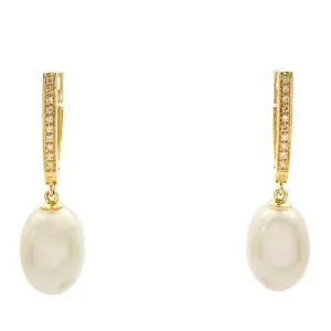 Fresh Water Pearl and Diamond Earrings