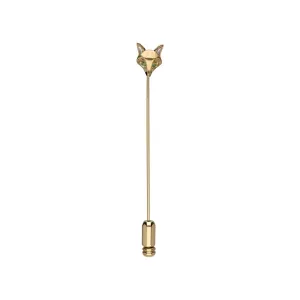 Gardenia Tsavorite Fox Lapel Pin In 9ct Yellow Gold