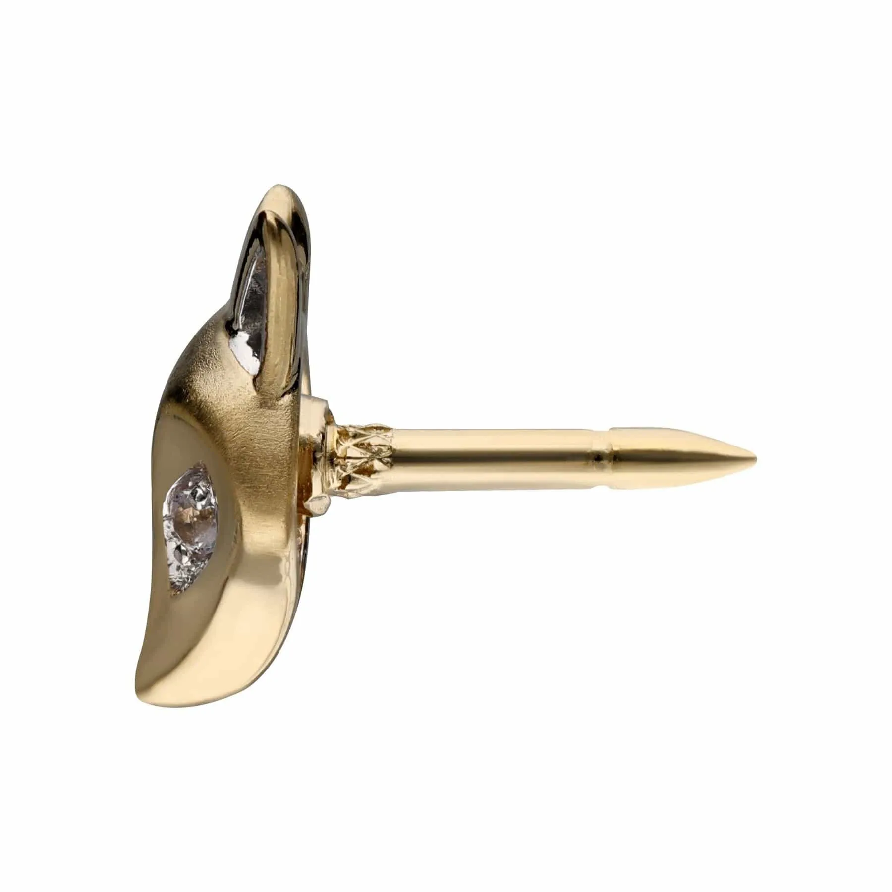 Gardenia White Sapphire Fox Pin In 9ct Yellow Gold