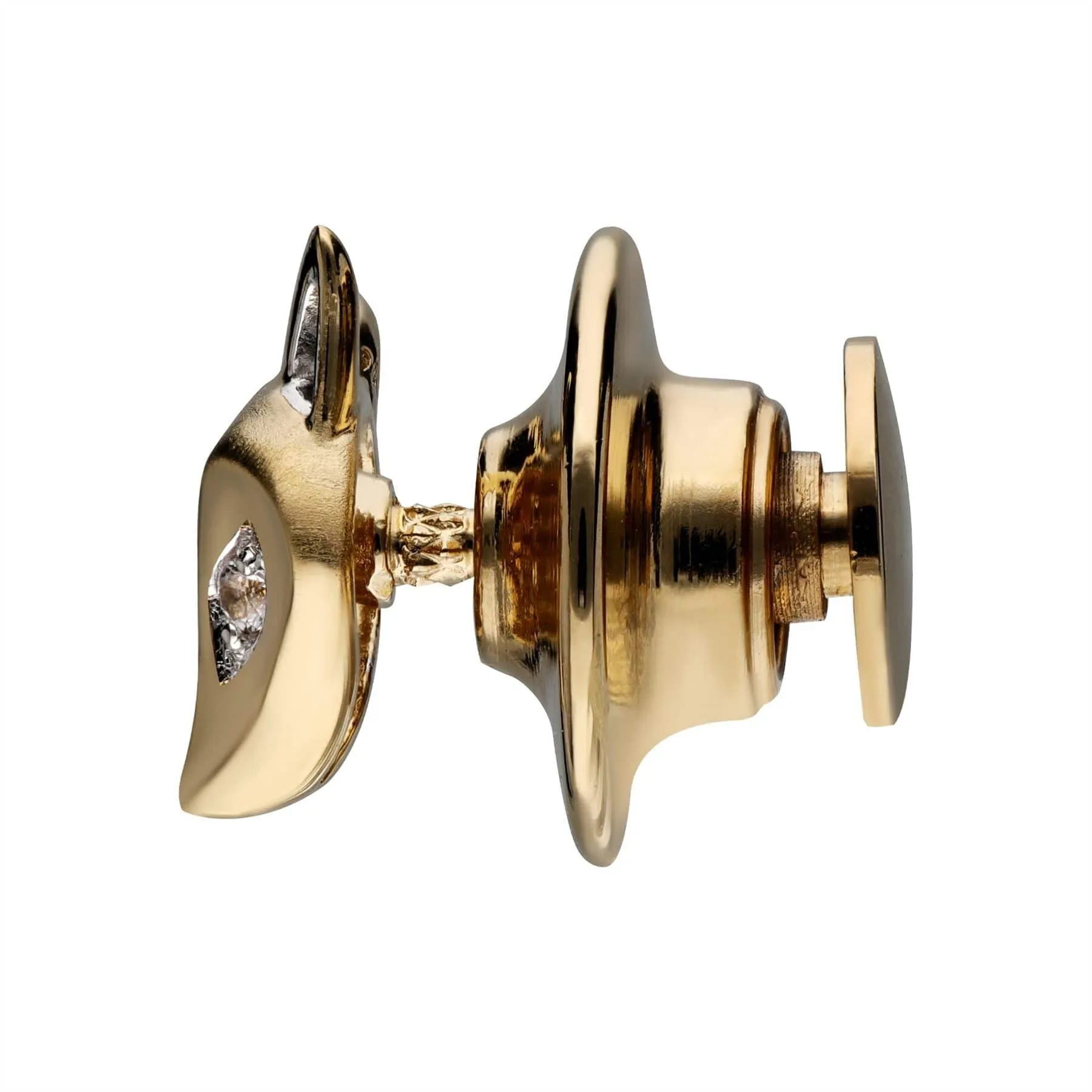 Gardenia White Sapphire Fox Pin In 9ct Yellow Gold