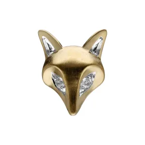 Gardenia White Sapphire Fox Pin In 9ct Yellow Gold