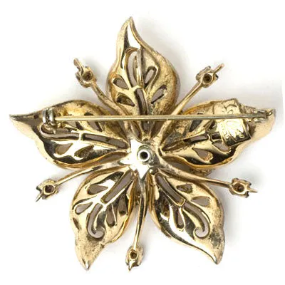 Gemstone & Vermeil Flower Brooch/Pendant