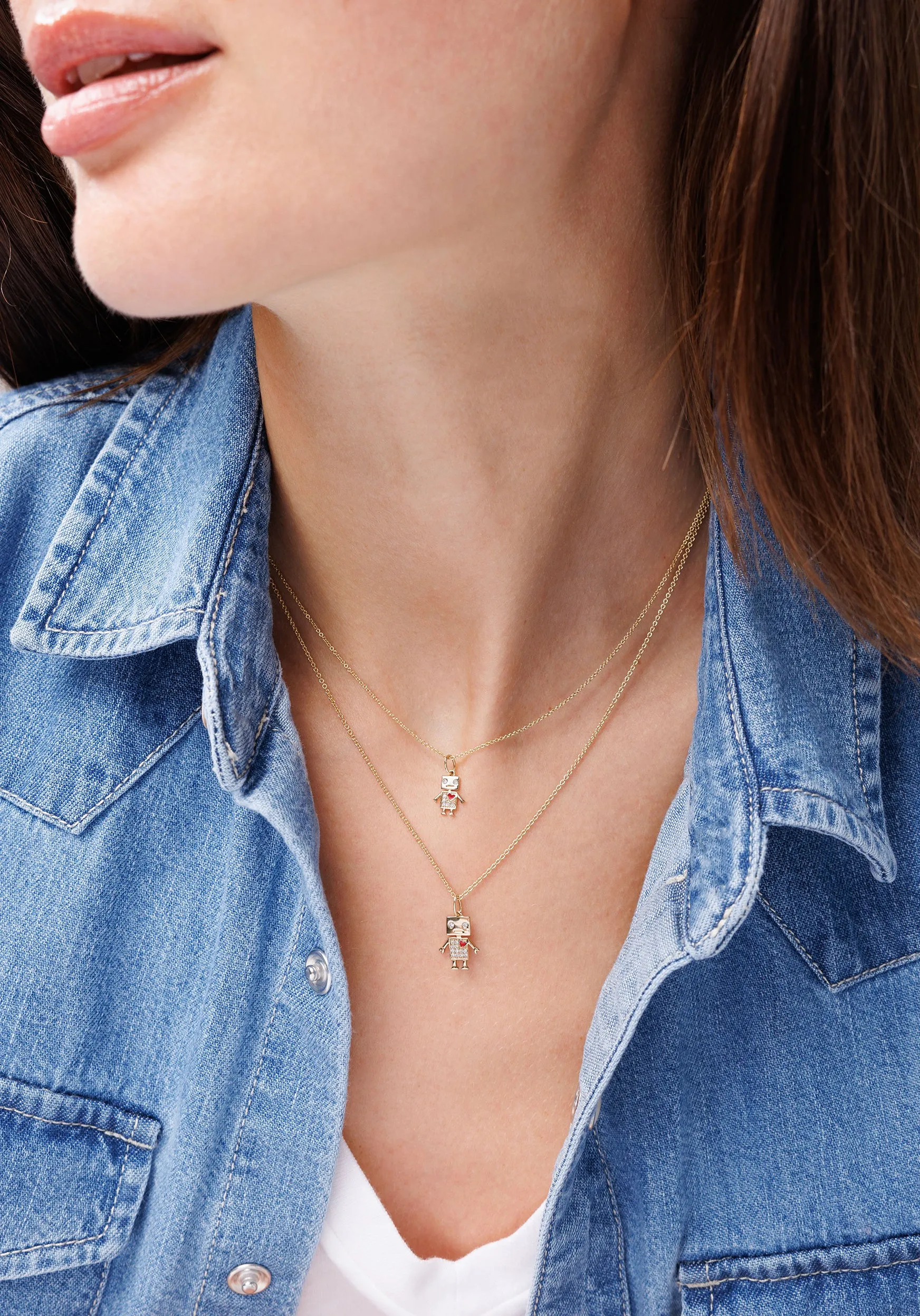 Gold & Diamond Baby Robot Charm