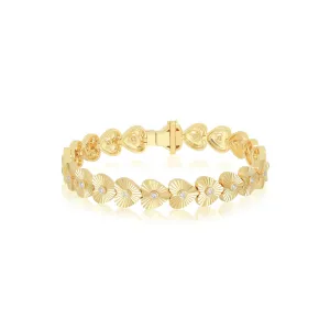 Gold & Diamond Fluted Heart Eternity Bracelet