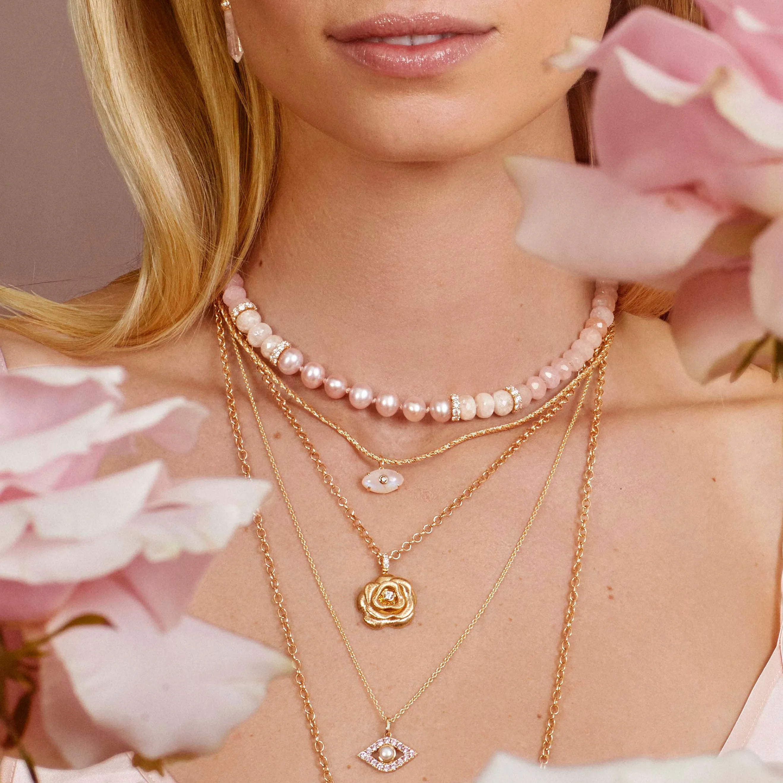 Gold & Diamond Large Rose Charm