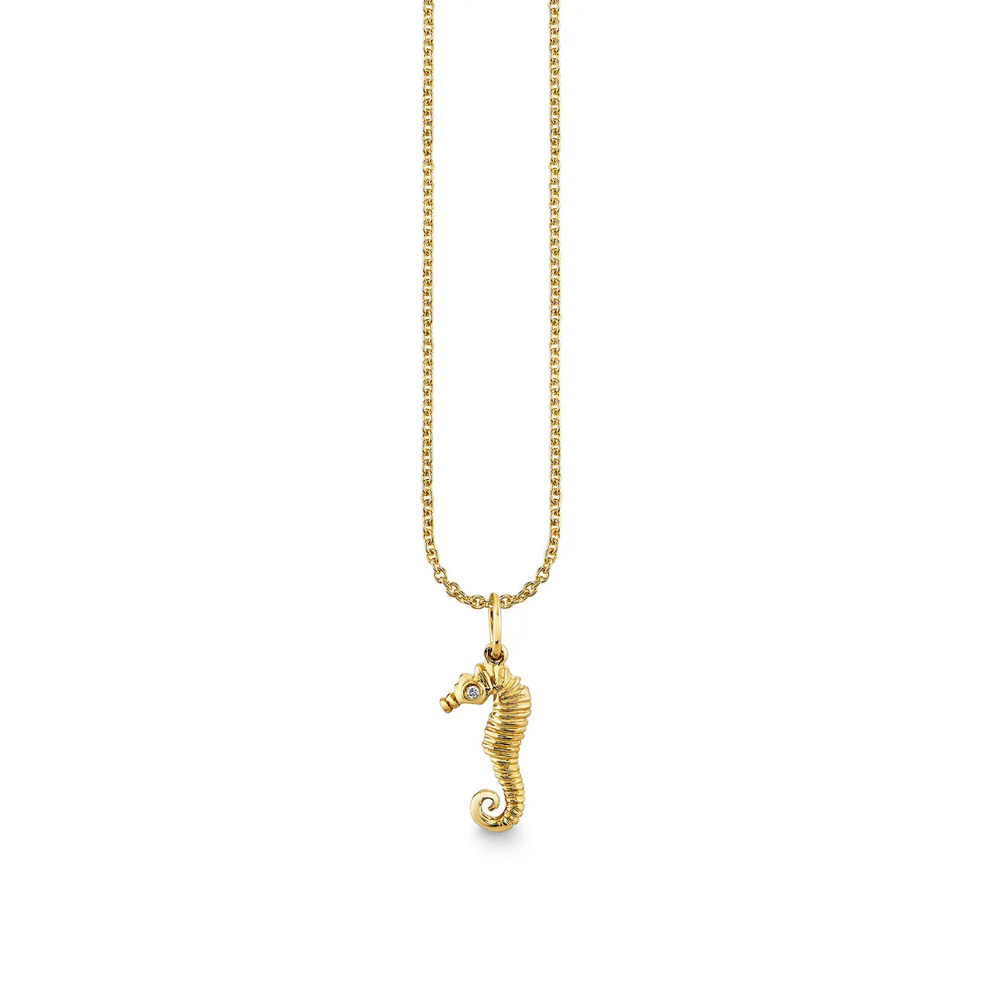 Gold & Diamond Small Seahorse Charm
