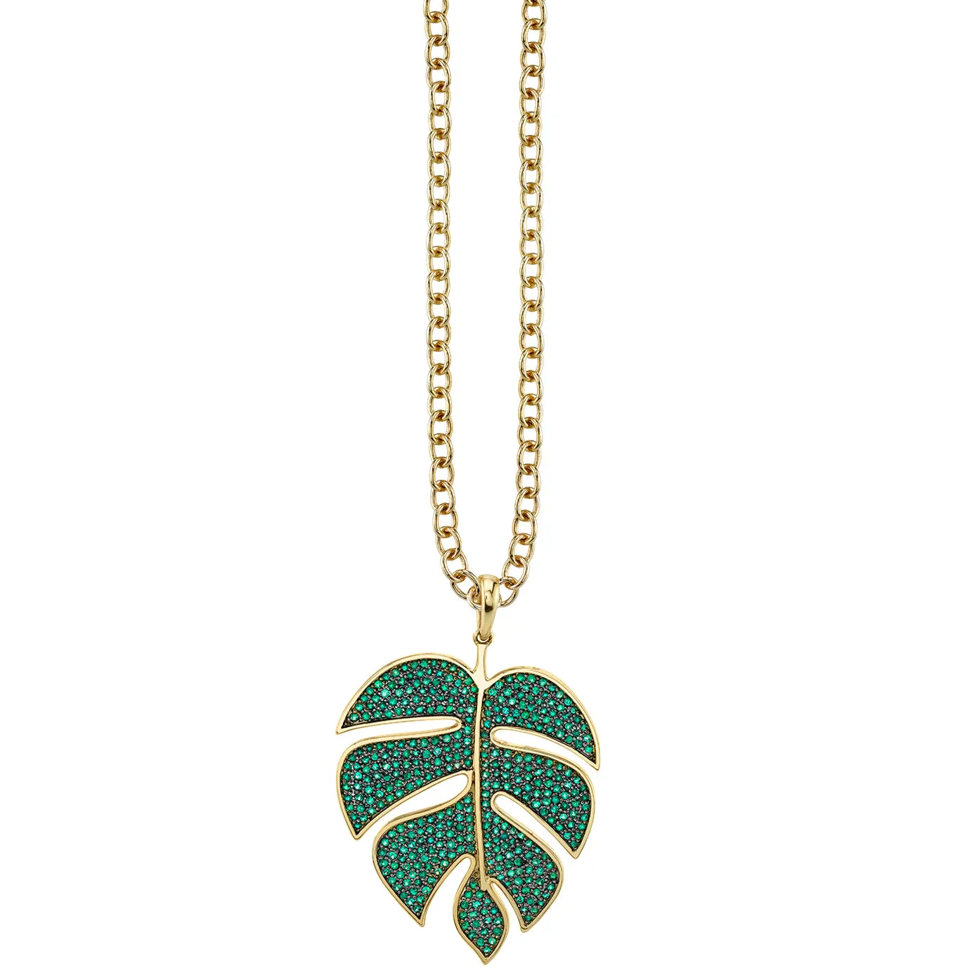 Gold & Emerald Extra Large Monstera Leaf Charm