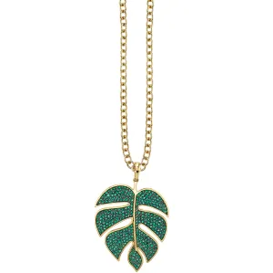 Gold & Emerald Extra Large Monstera Leaf Charm
