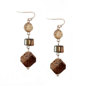 GOLD BROWN MIX EARRINGS  #SE31840_G-BRW_MIX (IA22)