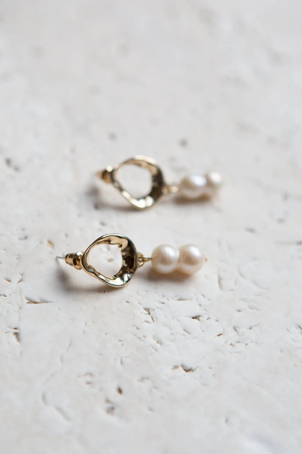 Gold Freshwater Gourd Shaped Pearl Drop Earrings