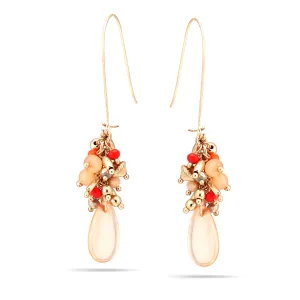 GOLD PEACH AND CORAL DROP EARRING #ER2144 MULTI