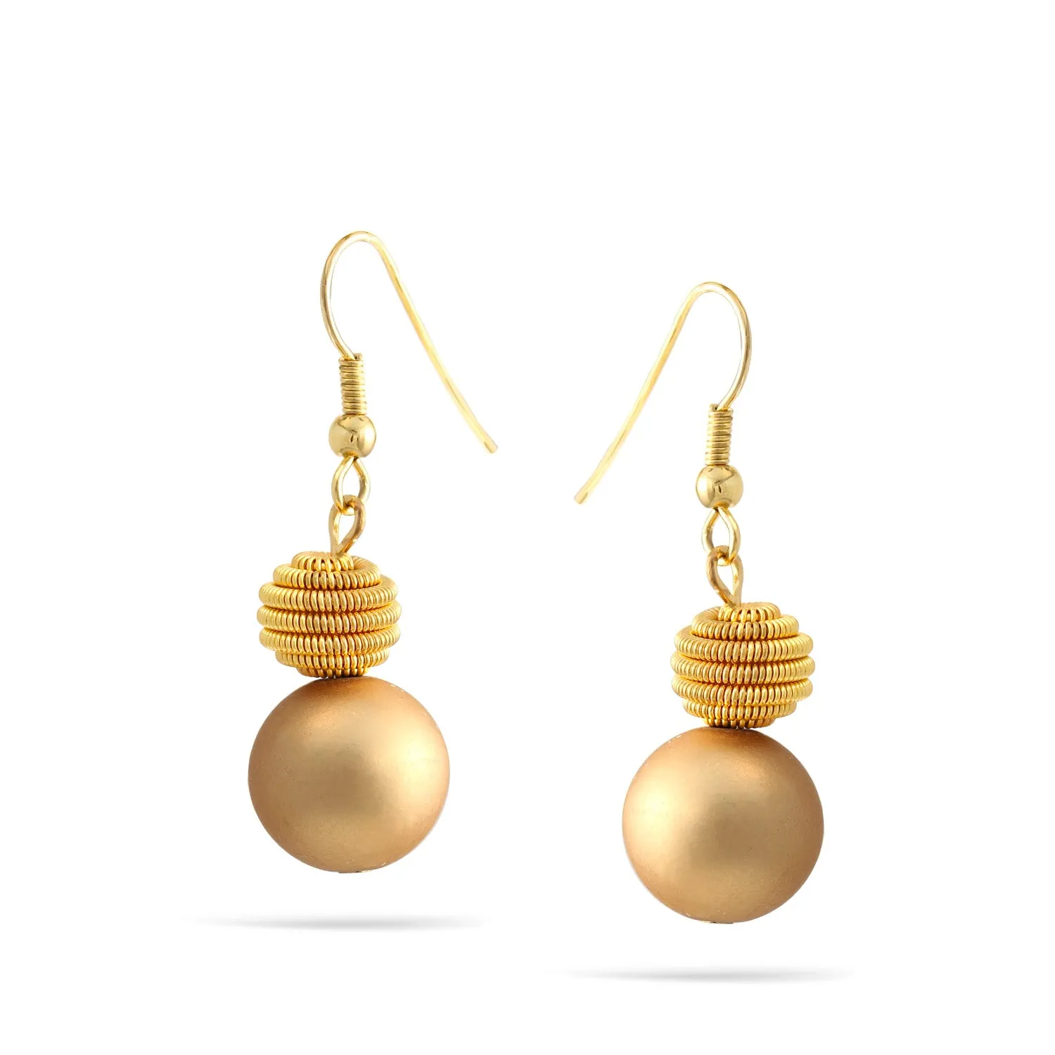 GOLD PEARL DROP EARRINGS #FW-E162G (XD15)