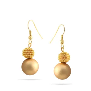 GOLD PEARL DROP EARRINGS #FW-E162G (XD15)