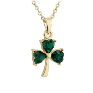 Gold Plated Green Crystal Stone Shamrock Style Designed necklace