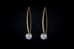 Gold Plated Sterling Silver Handcrafted Pearl Single Band Earring