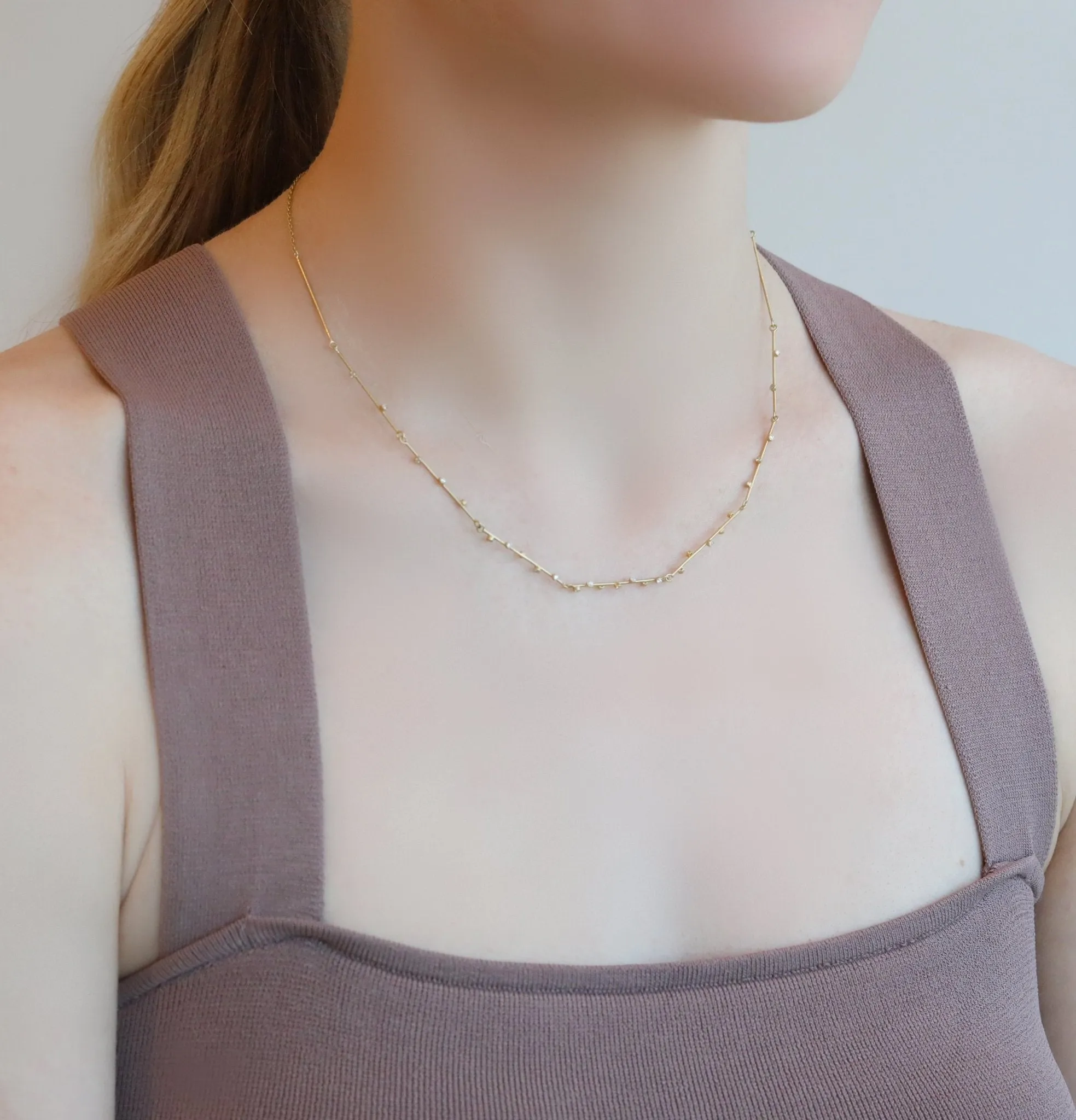 Gold "Grand Searchlight" Necklace with Diamond Details