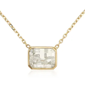 Gold Small Rectangular Diamond "Shake" Necklace