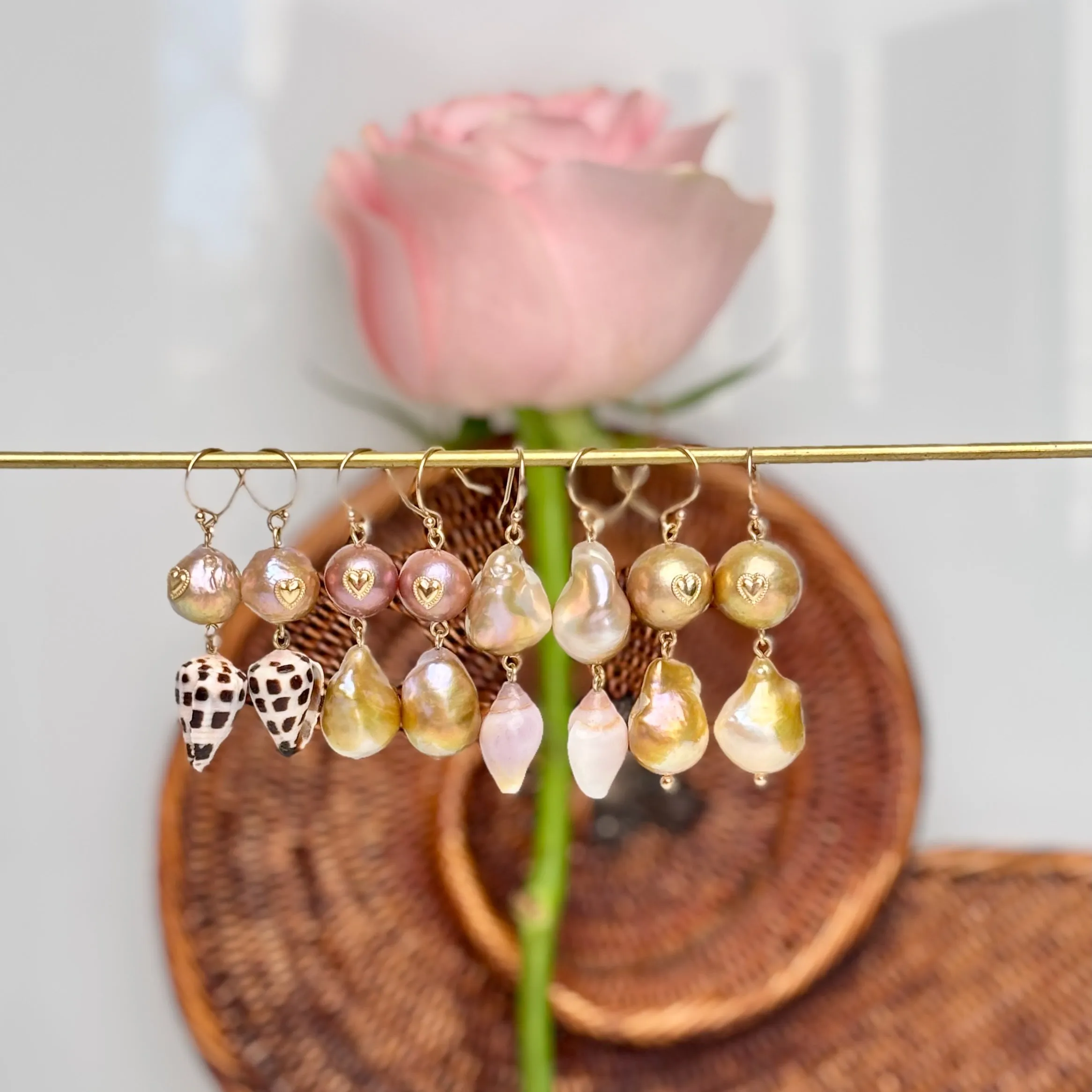 golden heart dangle earrings #2