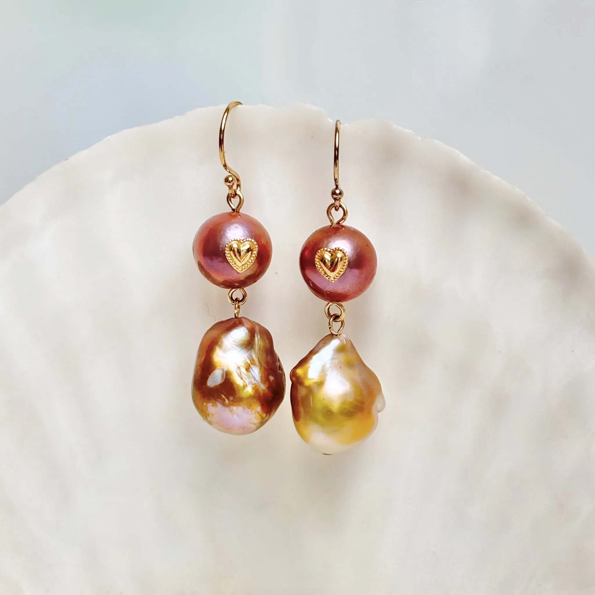 golden heart dangle earrings #2