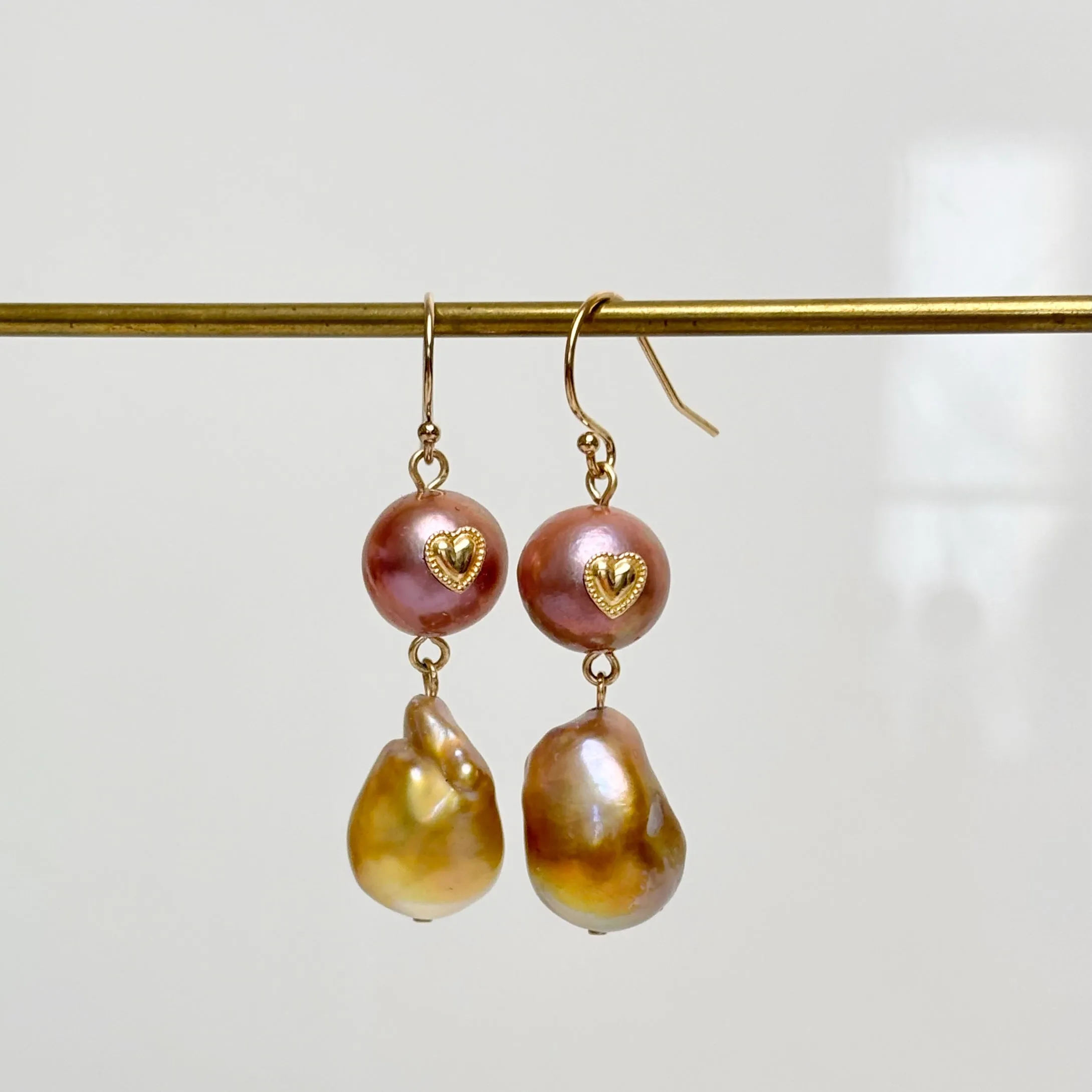 golden heart dangle earrings #2