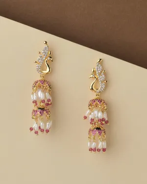 Gorgeous Peacock Pearl Hanging Jhumka
