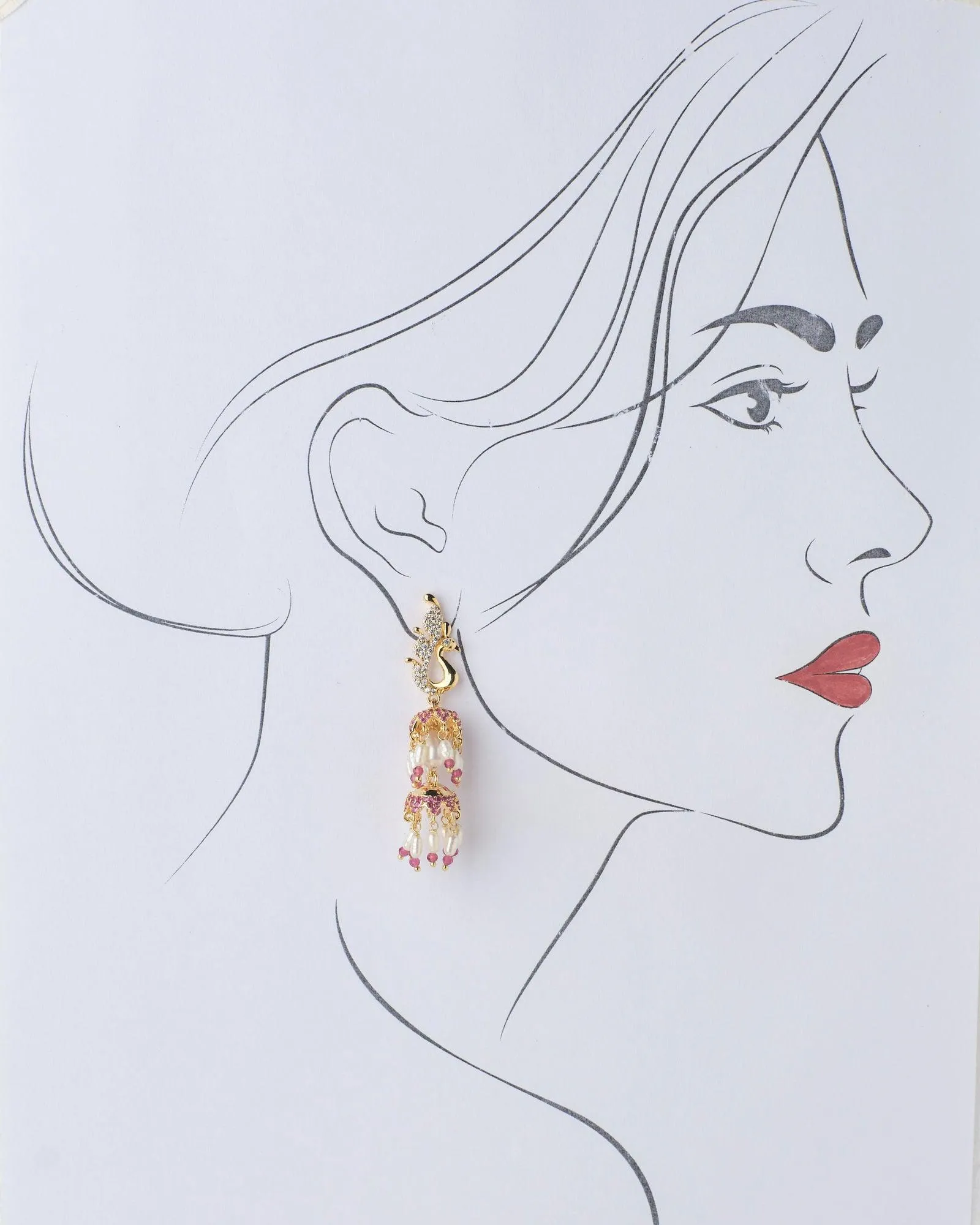Gorgeous Peacock Pearl Hanging Jhumka