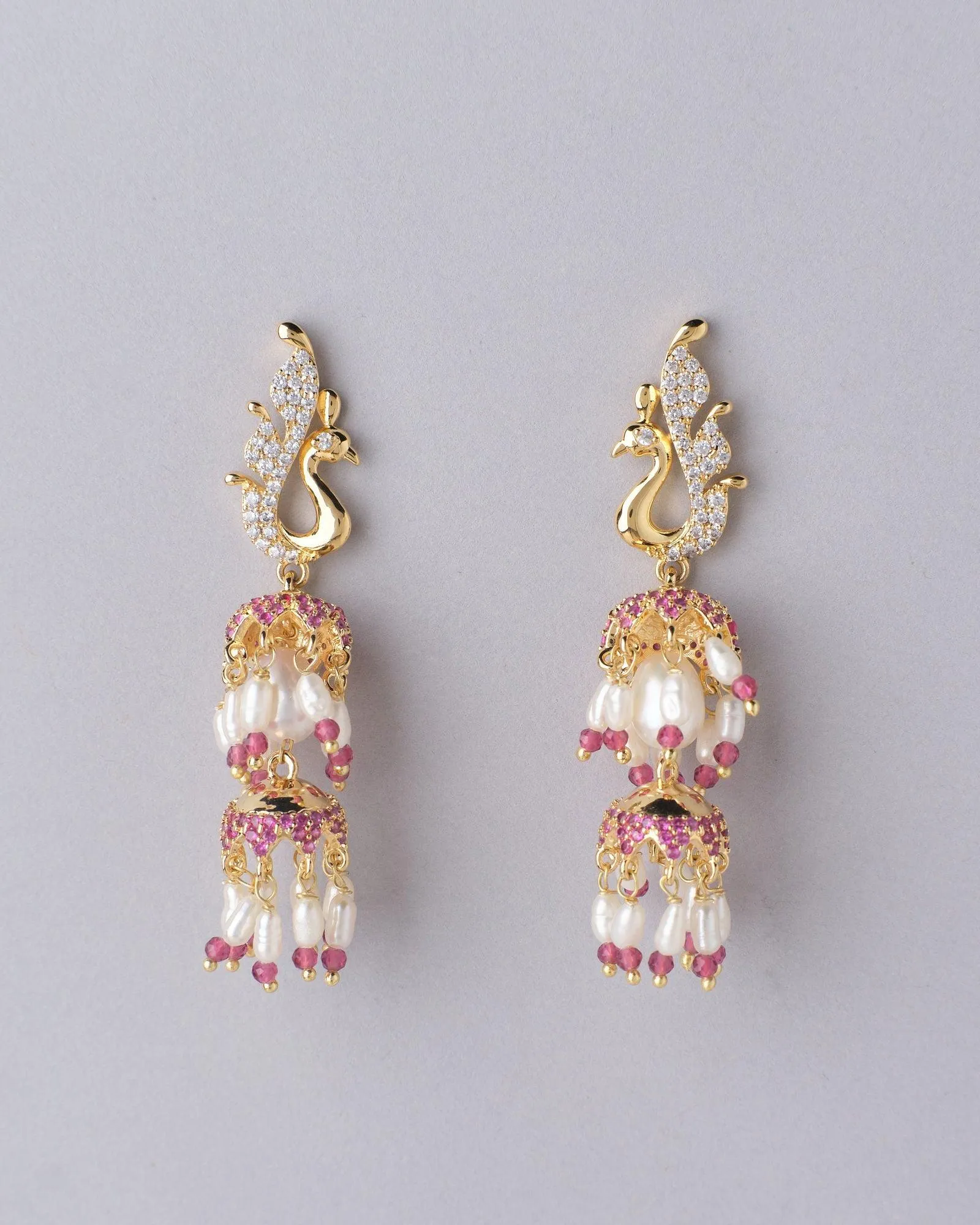 Gorgeous Peacock Pearl Hanging Jhumka