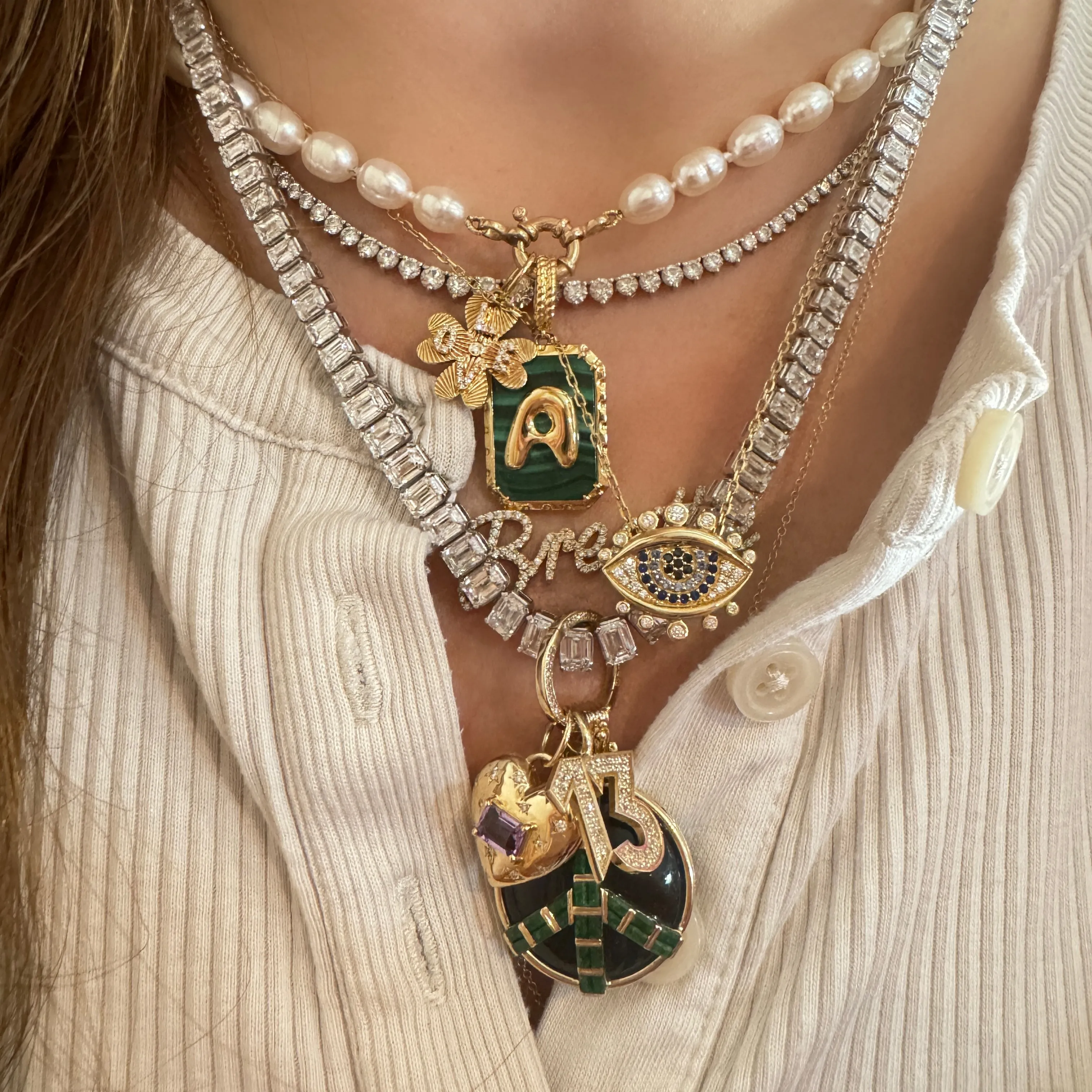 Graduated Lab Grown Emerald Cut Diamond Tennis Necklace