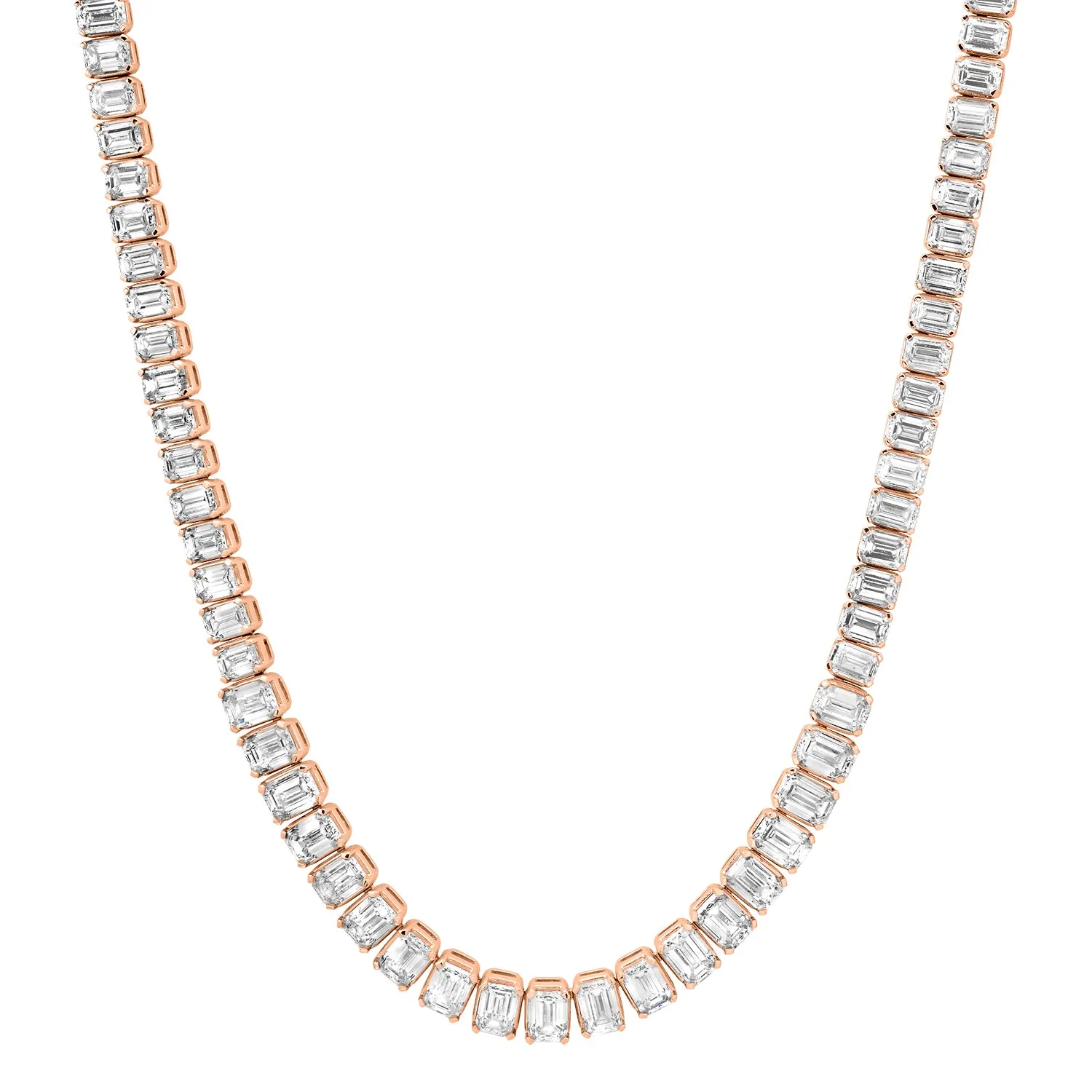 Graduated Lab Grown Emerald Cut Diamond Tennis Necklace