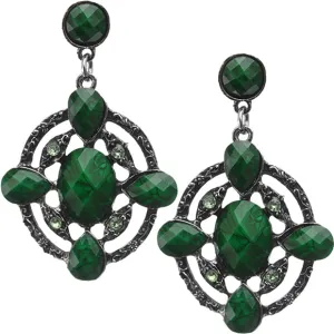 Green Faceted Gemstone Drop Earrings