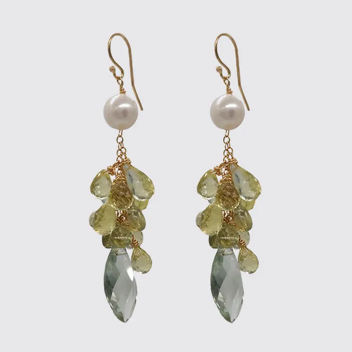 Green Garnet Cluster Earring
